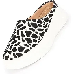 Women's Fashion Outdoor Leopard Print Height Enhancer Open Back Slip On Casual Shoes