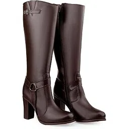 Women’s Faux Leather Material Premium Knee-Length Fashion Boots And Block Heel Long Boots