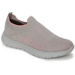 Women's Grey Woven Design Slip-On Sneakers Walking Shoes For Women