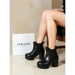 Women's High Heel Ankle Chelsea Boots with Side Zipper For Womens & Girls Boots For Women