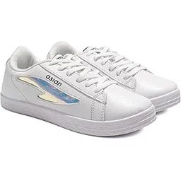 Women's JASMINE-01 Casual White Sneaker Shoes with Full Synthetic Upper Lightweight Lace-Up Shoes for Women's & Girl's