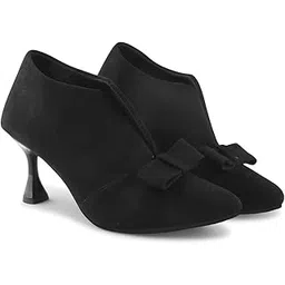 Women's Kitten Heel Boots Ankle Pointed Toe Stiletto Booties Pull-on Shoes