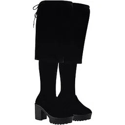 Women’s Knee-High Platform Boots – Chunky Block Heel Stretchy Pull-On Fashion Long Booties Comfortable & Stylish