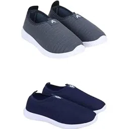 Women’s Lace-up & Slip-On Style Combo Lightweight Knit Sneakers55_NBluGrey
