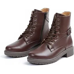 Women’s Lace-Up Ankle Combat Boots with Textured Back Panel –Look Stylish Casual & Outdoor Boots