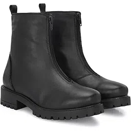 Women's Leather Ankle Boot | Short Height Design | Round Toe Shape | Easy Slip-on Style | Adjustable Fit | Flexible Sole | Simple Look | Casual Footwear | Everyday Wear