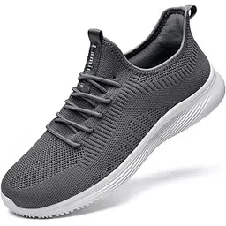 Women’s Lightweight Running Tennis Shoes Athletic Fashion Sneakers Memory Foam Slip on Comfortable Walking Shoes Gray Size 8