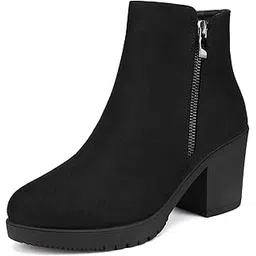 Women's Low Heel Chunky Ankle Boots Winter Shoes