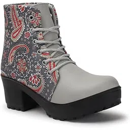 Womens Mandala Art Print Block Heel Boots DNNPLadakh01-P