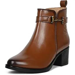 Women’s Mid-Top Ankle Boots | Elegant Buckle Chelsea Boots with Zipper| Slip-On Boots for Women | Boot for Casual Outings| LSLD-CLBT