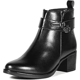 Women’s Mid-Top Ankle Boots | Elegant Buckle Chelsea Boots with Zipper| Slip-On Boots for Women | Boot for Casual Outings| LSLD-CLBT