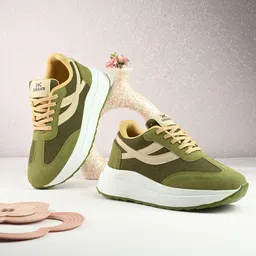 Women's Olive Green Chunky Sneakers for Casual & Active Wear Sneakers For Women