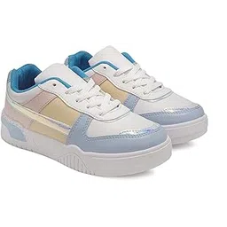 Women's Paradise-05 White Casual Sneaker Shoes with Ultra Soft Cushion Lightweight Lace-Up Shoes for Women's & Girl's