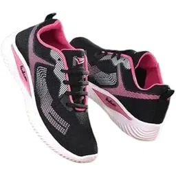 Women's Pink & Black Lace-Up Sneakers