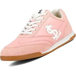 Women’s Pink Casual Lightweight Sneakers | Ortholite Cushioned Comfort | Dual-Color TPR Sole | Lightweight & Comfortable Casual Lace-Up Shoes | LSD-SNK-NBL-PK