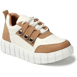 Women's Platform Sneakers, Black and White Color Block Design, Chunky Sole Athletic Shoes with Metal Eyelet Details, Casual Fashion Trainers