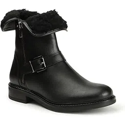 Women's Premium Ankle Boots with Buckle Detail, Side Zipper, and Block Heel