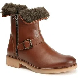 Women's Premium Ankle Boots with Buckle Detail, Side Zipper, and Block Heel