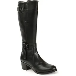 Women's Premium Knee-High Riding Boots with Buckle Detail, Trendy Zipper,Modern Boot