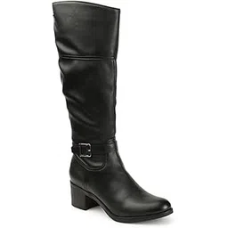 Women's Premium Knee-High Riding Boots with Buckle Detail, Trendy Zipper,Modern Boot