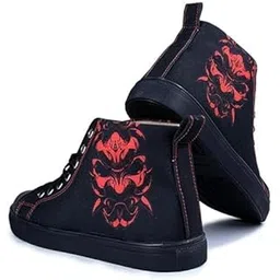 Women's Printed High Ankle Canvas Sneakers | Sneakers for Women | Stylish Casual Shoes | Comfortable & Lightweight Shoes for Girls & Womens