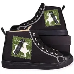 Women's Printed High Ankle Canvas Sneakers | Sneakers for Women | Stylish Casual Shoes | Comfortable & Lightweight Shoes for Girls & Womens