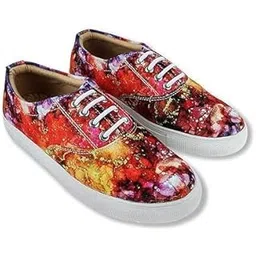 Women's Printed Low Ankle Canvas Sneakers | Lace Up Sneakers for Women | Stylish Casual Shoes | Comfortable & Lightweight Shoes for Girls & Womens