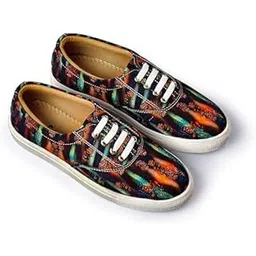 Women's Printed Low Ankle Canvas Sneakers | Lace Up Sneakers for Women | Stylish Casual Shoes | Comfortable & Lightweight Shoes for Girls & Womens