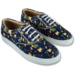 Women's Printed Low Ankle Canvas Sneakers | Lace Up Sneakers for Women | Stylish Casual Shoes | Comfortable & Lightweight Shoes for Girls & Womens
