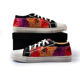 Women's Printed Low Ankle Canvas Sneakers | Sneakers for Women | Stylish Casual Shoes | Comfortable & Lightweight Shoes for Girls & Womens