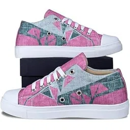 Women's Printed Low Ankle Canvas Sneakers | Sneakers for Women | Stylish Casual Shoes | Comfortable & Lightweight Shoes for Girls & Womens