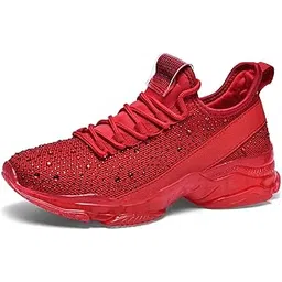 Women's Rhinestone Mesh Slip On Walking Shoes Fashion Breathable Spakle Glitter Sneaker