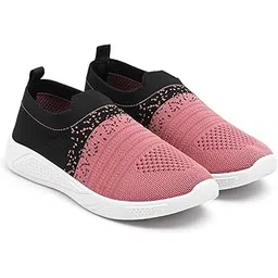 Women's Slip-on Knit Walking Shoes | Lightweight Breathable Sneakers with PVC Sole | Comfortable Casual Shoes for Walking & Running