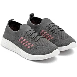 Women's Slip-on Knit Walking Shoes | Lightweight Breathable Sneakers with PVC Sole | Comfortable Casual Shoes for Walking & Running with White Sole, Available in Black and Grey