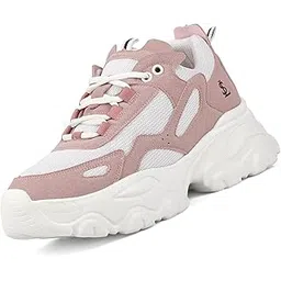 Women’s Sneakers Pink| Comfortable Lightweight Walking Shoes | Stylish Casual Lace-Up Trainers for Daily Wea| LSLD-SNK-01-PK |