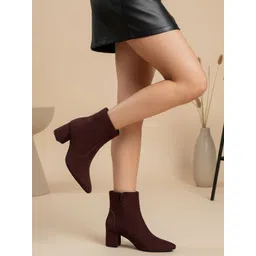 Women's Sophisticated Pointed-Toe Block Heel Ankle Boot Boots For Women