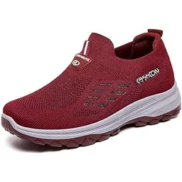 Women's Spring Walking Shoes – Breathable, Soft Sole, One-Step Comfort Shoes for Middle-Aged & Elderly Mothers| 38 | Red