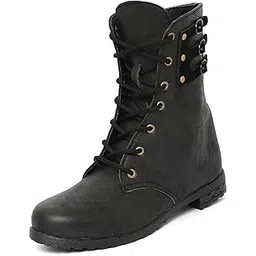 Women's Stylish Combat Boots with Chunky Block Heel | Lace-Up High-Ankle Boots for Winter & Casual Wear