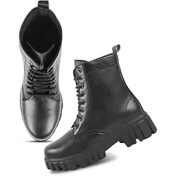 Women's Stylish Lace-Up Ankle Boots with Platform Heel