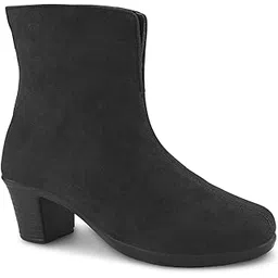 Women's Suede Ankle Chelsea Boots with Block Heel | Back Zip Fashion Booties for All Seasons | Memory Foam With Cushioned Footbed For All Day Comfort