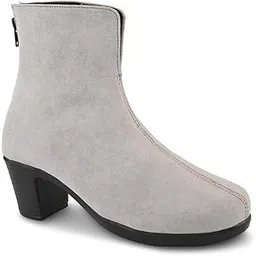 Women's Suede Ankle Chelsea Boots with Block Heel | Back Zip Fashion Booties for All Seasons | Memory Foam With Cushioned Footbed For All Day Comfort