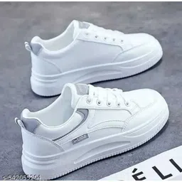 Women's Synthetic Leather Comfort Lightweight Trendy Outdoor Lace Up Casual Sneakers For Women