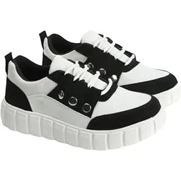 Women’s Synthetic Leather Lightweight Lace-Up Anti-Slip Sole Sneakers Shoes for Office Walking & Travel