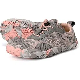 Womens Trail Running Minimalist Barefoot Shoes Size 7 Autumn Athletic Wide Gym Trekking Jogging Toes Ladies Hiking Barefoot Sneakers Grey Pink 37