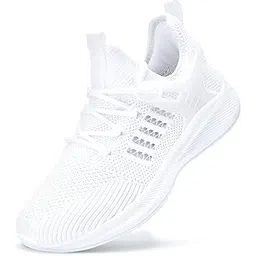 Womens Walking Running Shoes - Sports Jogging Shoes Comfortable Breathable Sneakers Casual Lace Up Knitted Mesh Shoes for Gym Work