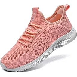 Womens Walking Shoes Slip On Lightweight Memory Foam Cheer Sneakers for Tennis Gym Running Workout Yoga, Orange, 8.5
