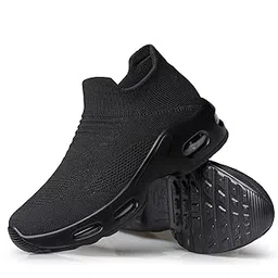 Women's Walking Shoes - Sock Sneakers Slip on Mesh Platform Air Cushion Athletic Shoes Work Nurse Comfortable