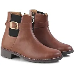 Women's Western Boots Ankle Boots Round Toe Block Heel Chunky Heel Fashion Short Booties with Zipper