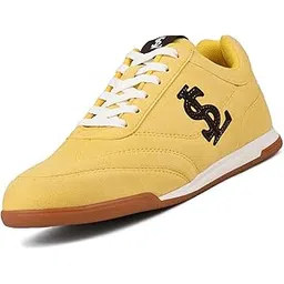 Women’s Yellow Casual Lightweight Sneakers | Ortholite Cushioned Comfort | Dual-Color TPR Sole | Lightweight & Comfortable Casual Lace-Up Shoes | LSD-SNK-NBL-YL