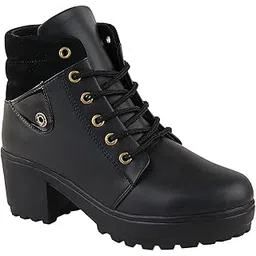 Womens/Girls Black Latest Collection High Top Heeled Classic Boots
